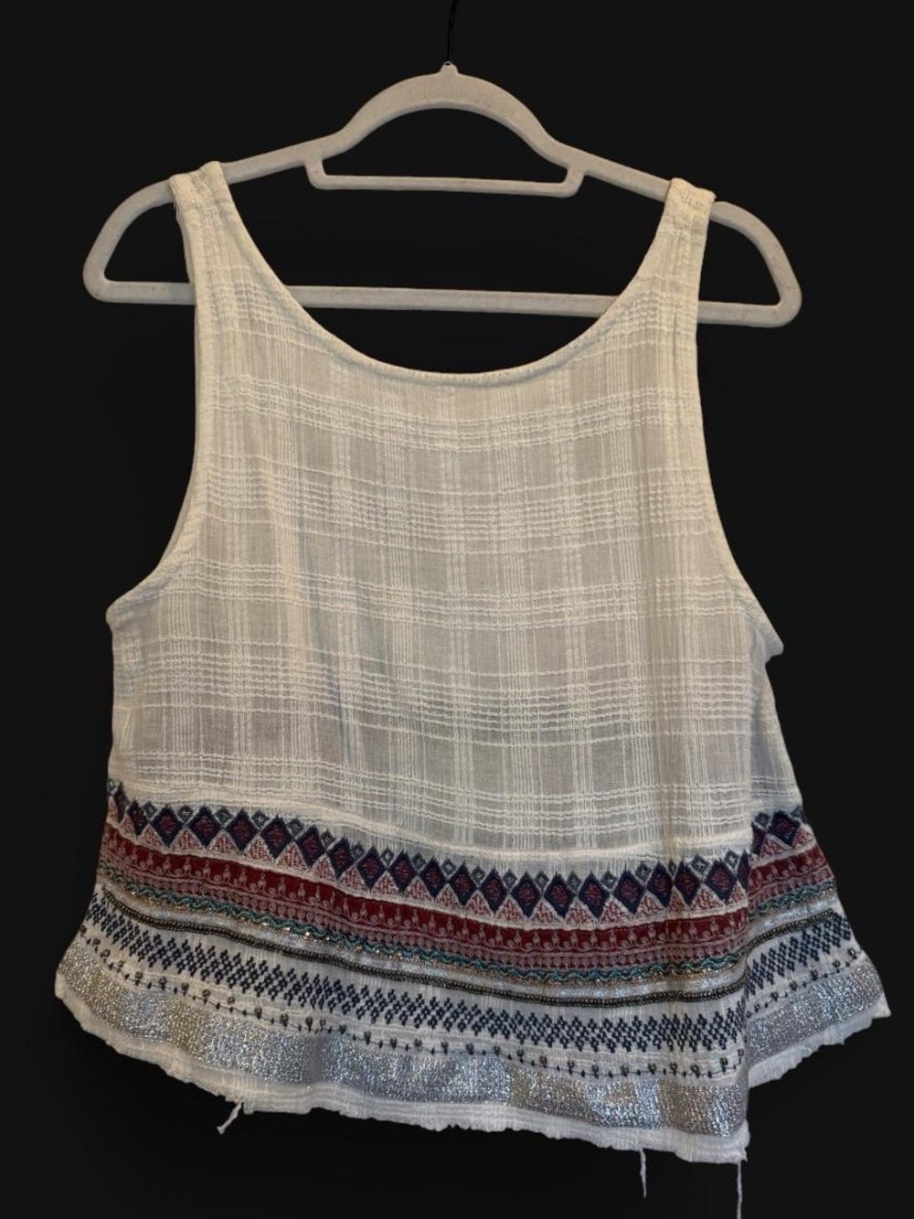 Ecoté embroidered and beaded white tank